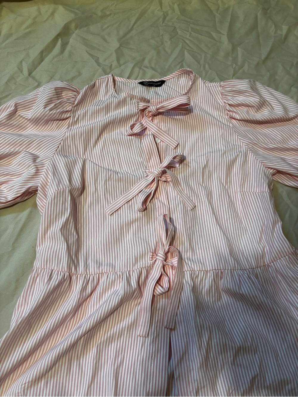 Striped Pink & White Tie-Front Dress